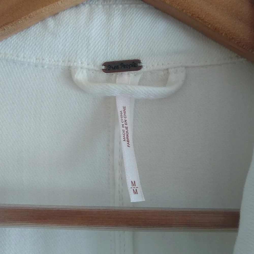 New FREE PEOPLE Oversized Long Blazer Opal White M Worn 1x - Picture 9 of 13